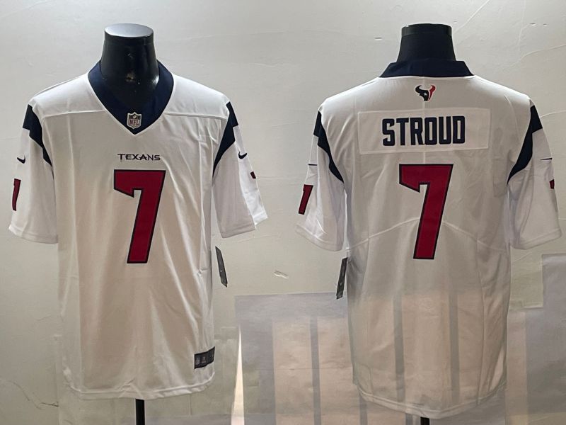 Men Houston Texans 7 Stroud White Second generation 2024 Nike Limited NFL Jersey style 0108